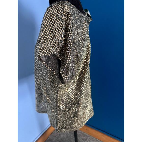 Vintage Joanna Made in USA Metallic Sequin Blouse Top Medium Holiday Party - Picture 3 of 10